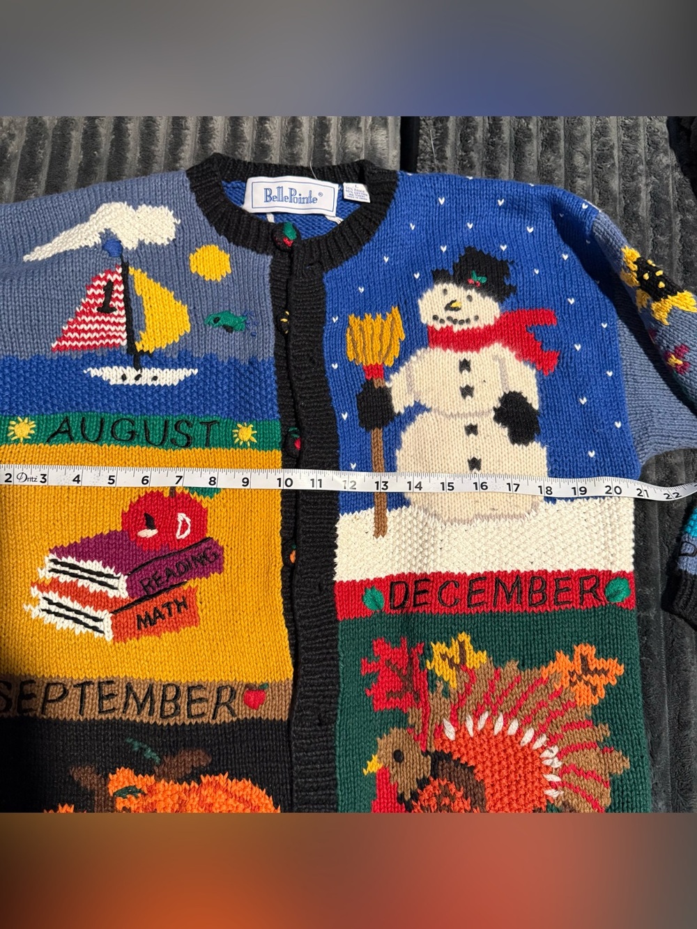 Belle Pointe Vintage 90’s Ugly Christmas halloween Sweater Chunky Teacher Sz L - Picture 10 of 14